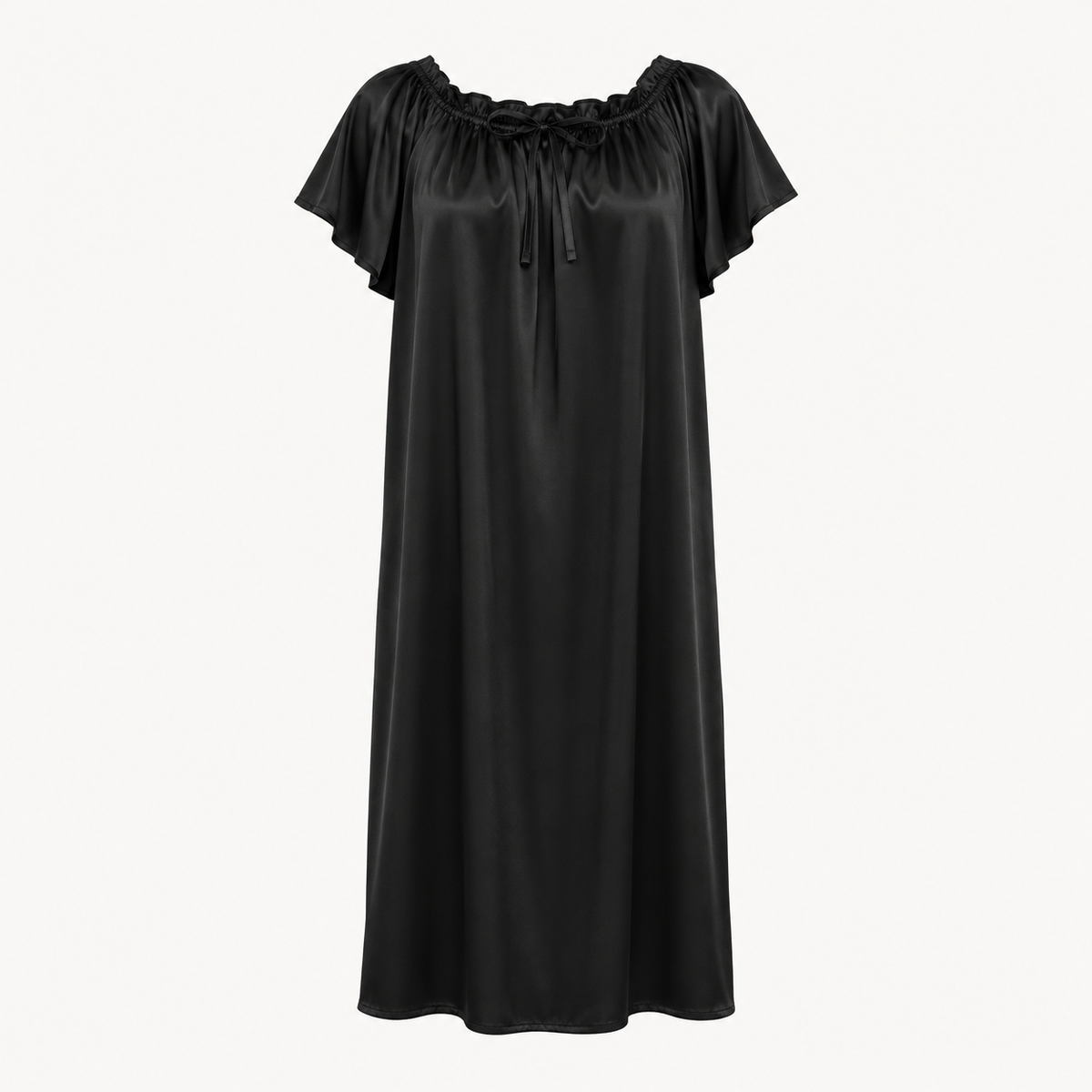 Luna Ruffle Neck Nightdress - Black