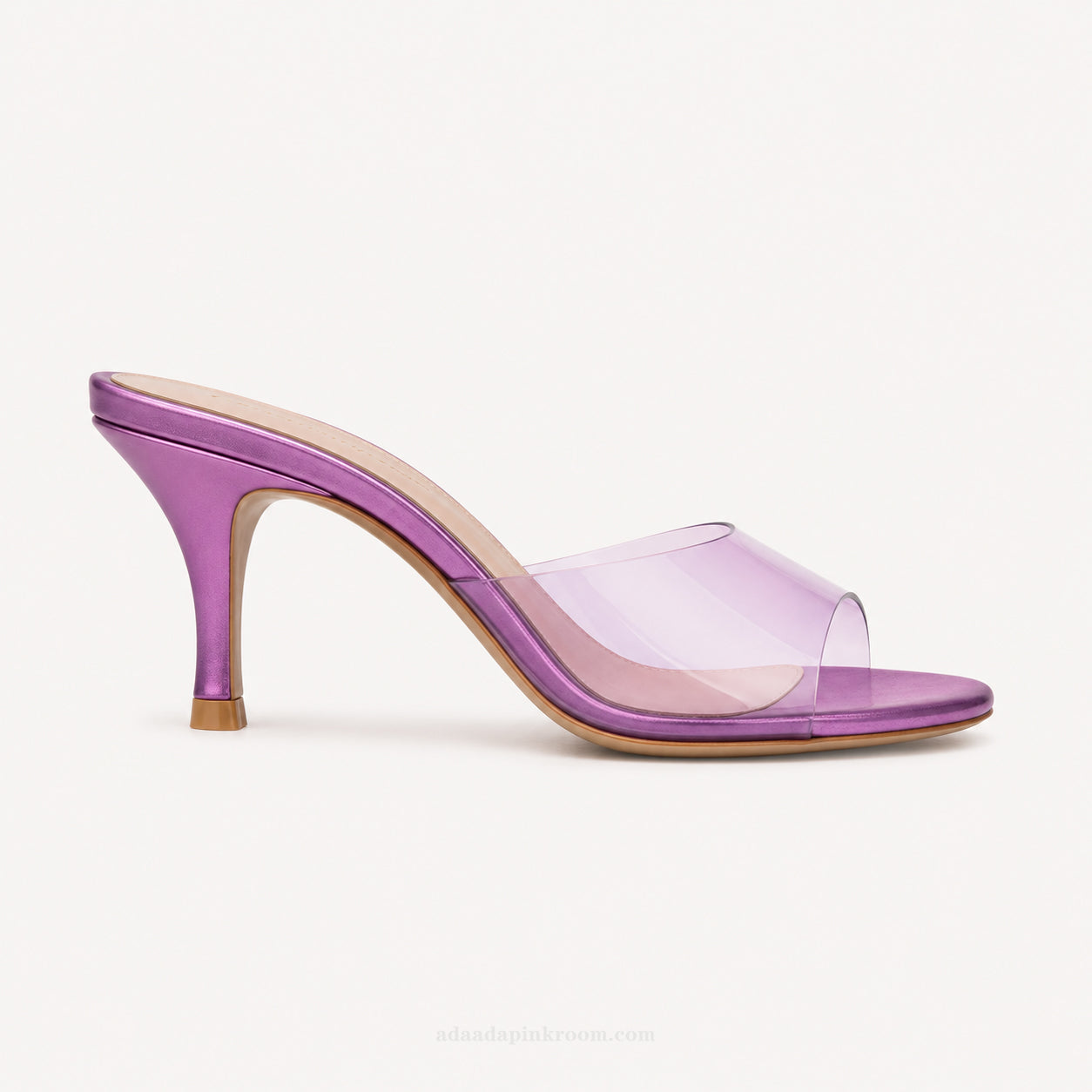Transparent Metallic Mule Heels