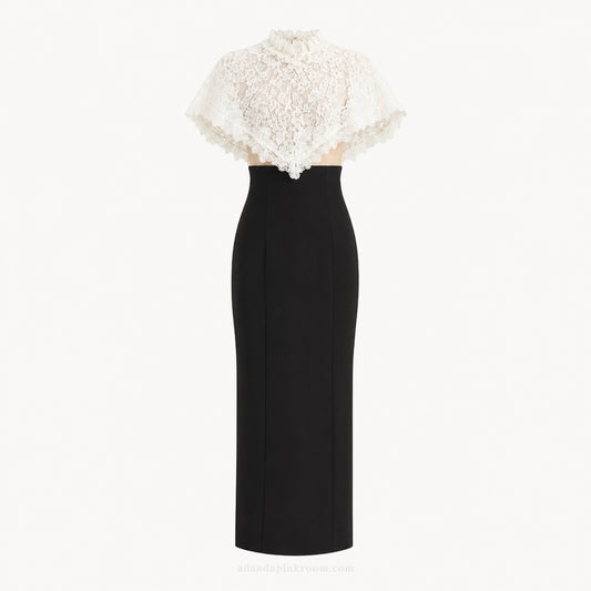 Contrast Lace Column Dress
