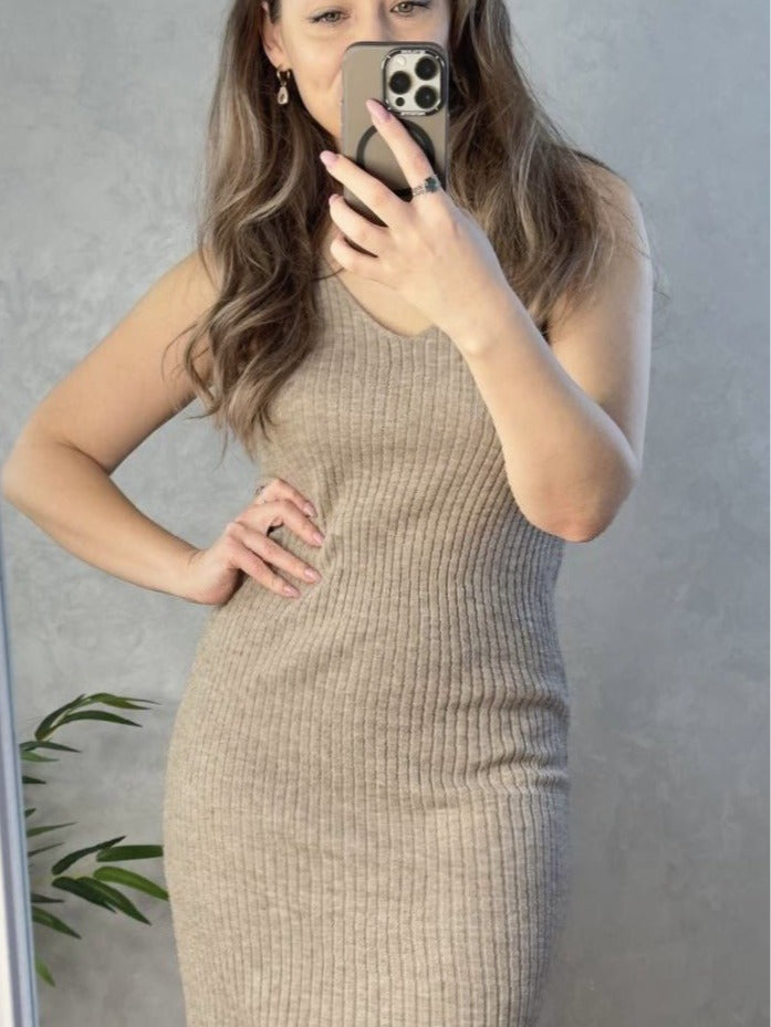 Knitted vest dress + long cardigan coat