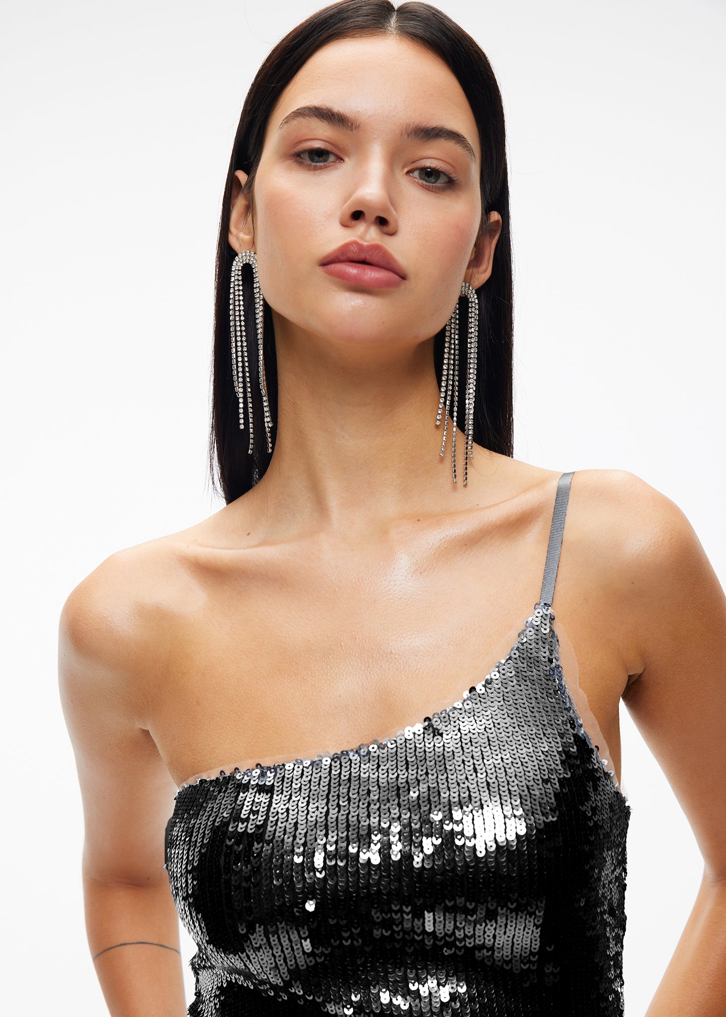 Sequined open back fitted dress