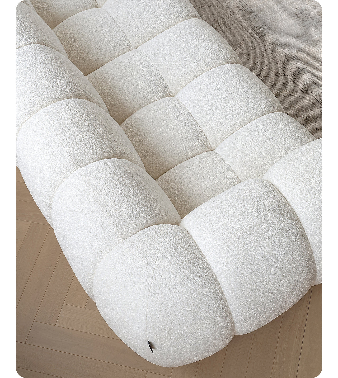 Light French retro cream style puff sofa marshmallow fabric sofa special offer