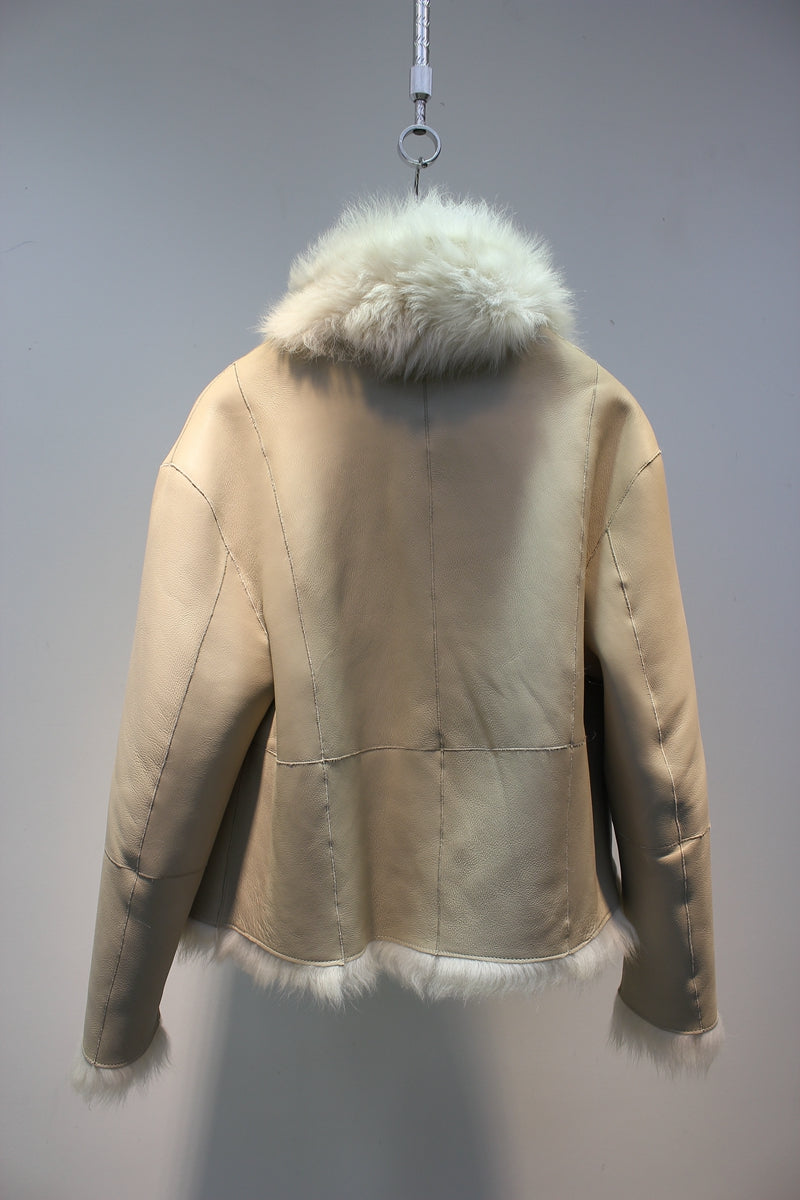 Tuscan fur one-piece temperament lapel reversible fur coat