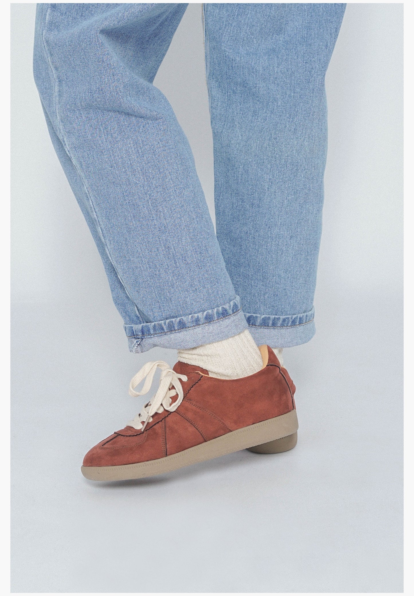Cowhide multi-color stitching Dexun shoes