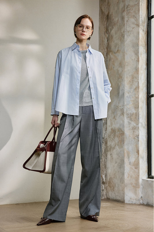Australian wool blend Wang' brand wide-leg trousers