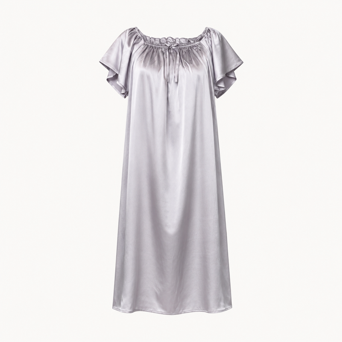 Luna Ruffle Neck Nightdress - Silver Lilac