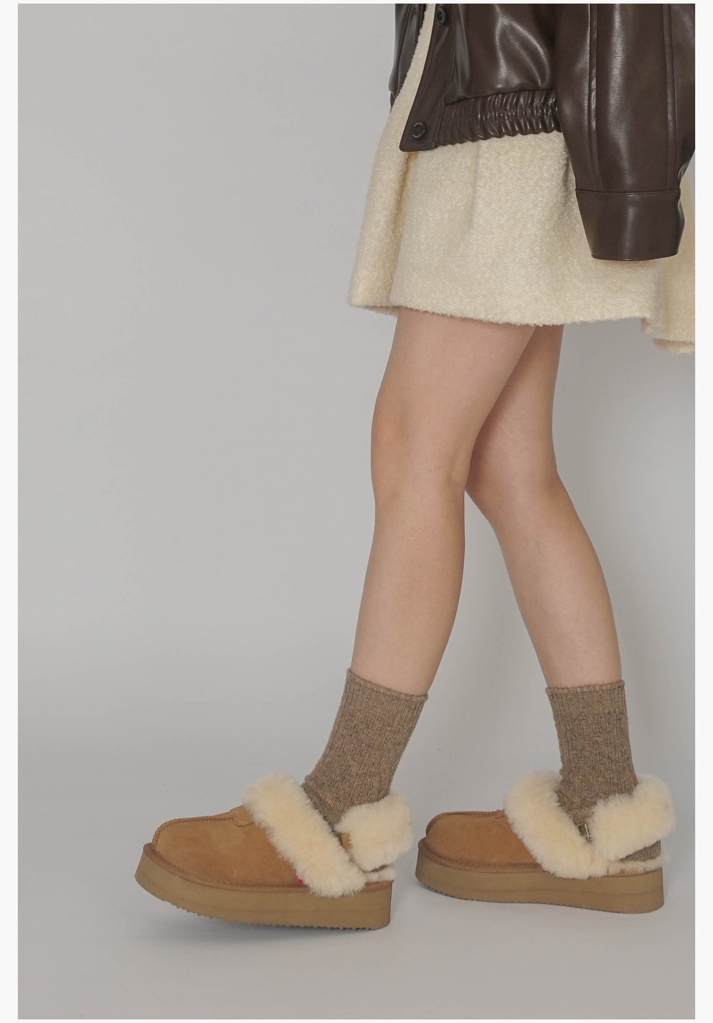 Handmade fur and velvet cotton shoes