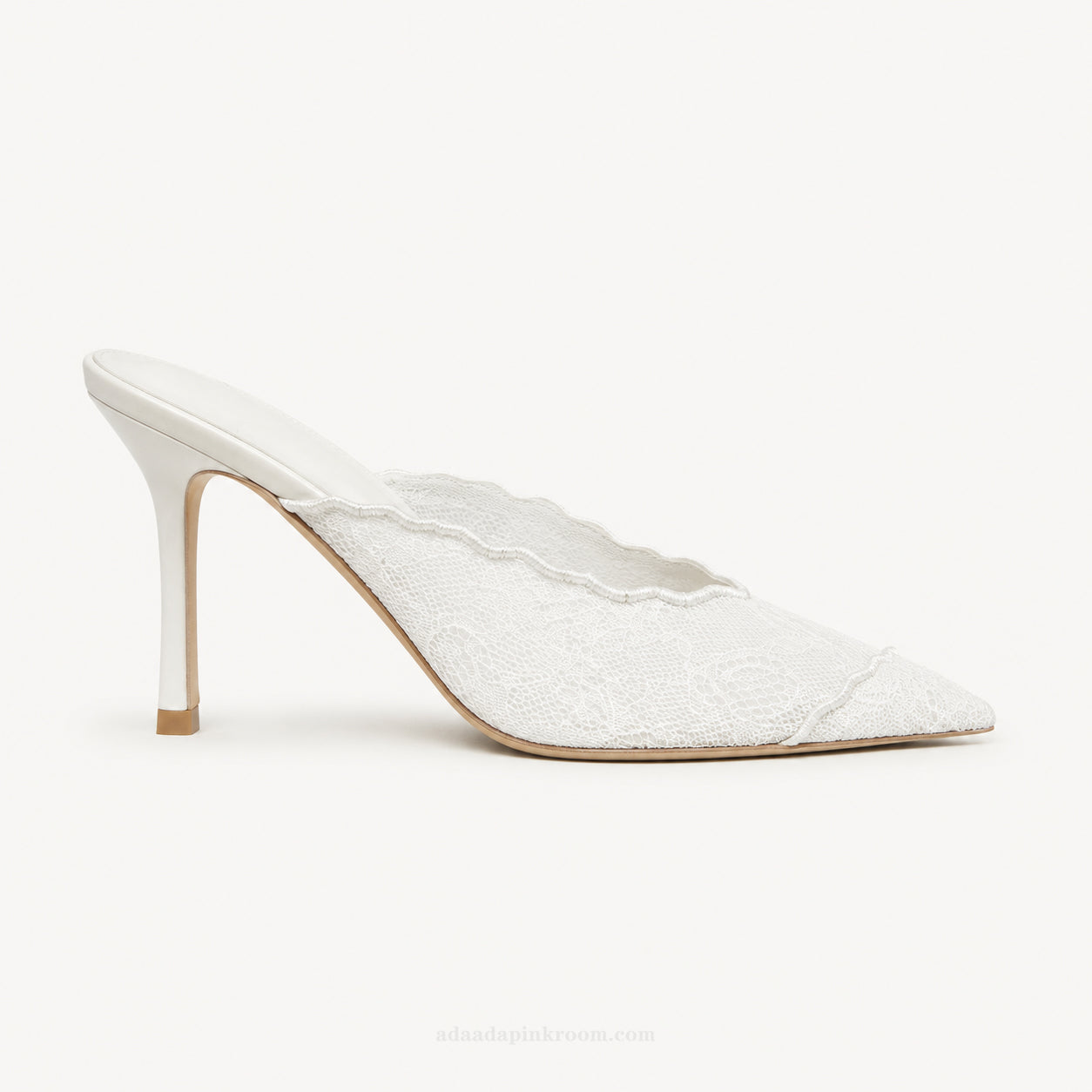 Lace Pointed Mule Heels