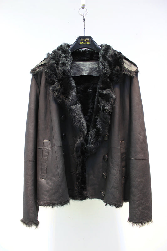 Soft small lake sheep fur all-in-one slimming short fur coat