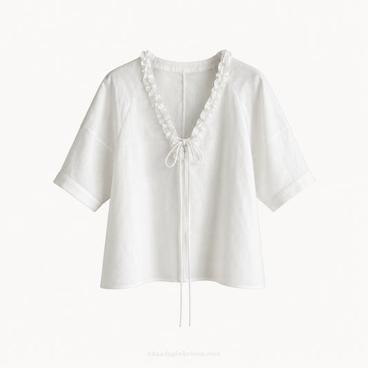Ruffled Tie-Neck Top