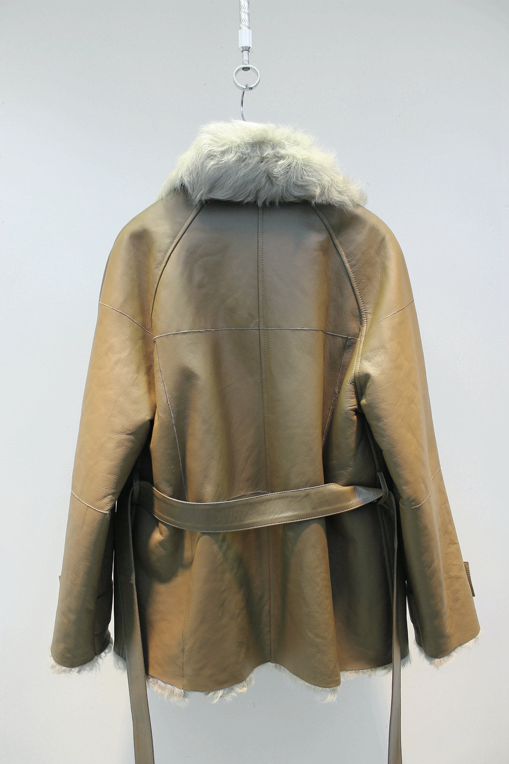 Soft small lake sheep fur all-in-one elegant stand-collar double-breasted British style jacket