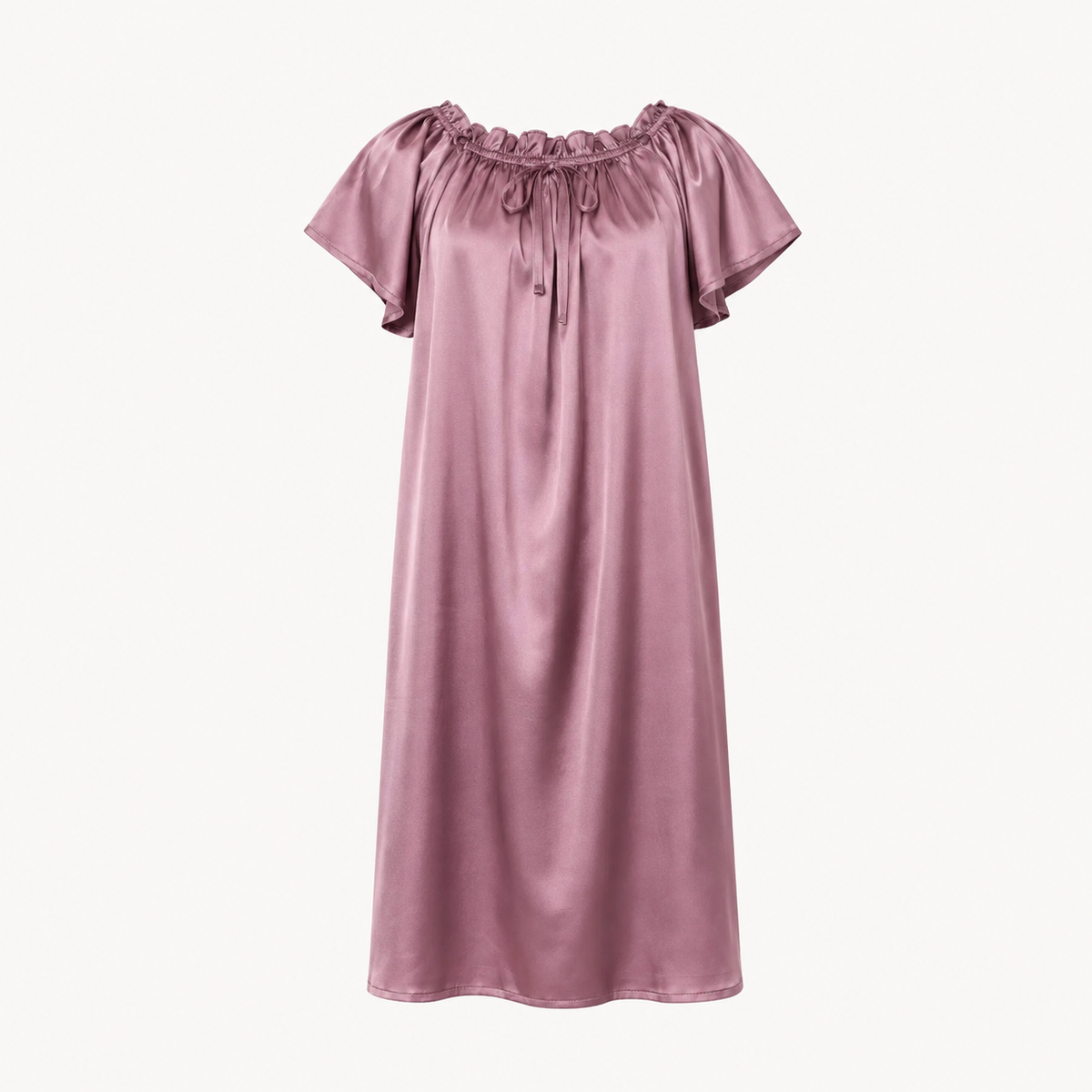 Luna Ruffle Neck Nightdress - Mauve