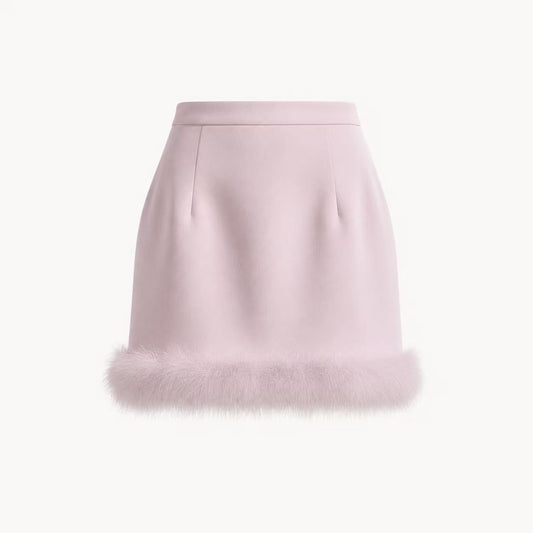 FAUX FUR TRIM MINI SKIRT