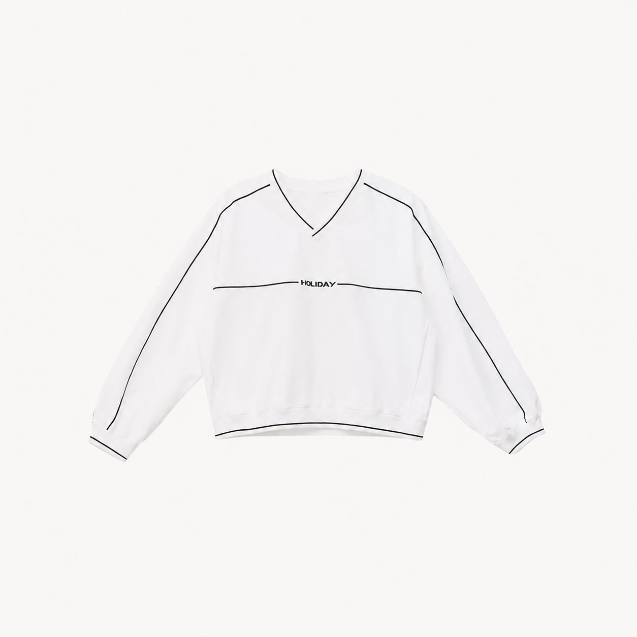 HOLIDAY PIPING V-NECK SWEATSHIRT