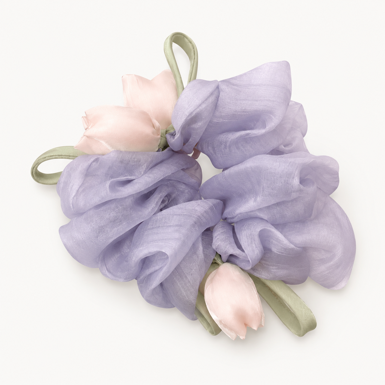 SWEET DREAMS FLORAL SCRUNCHIE IN LAVENDER MACARON