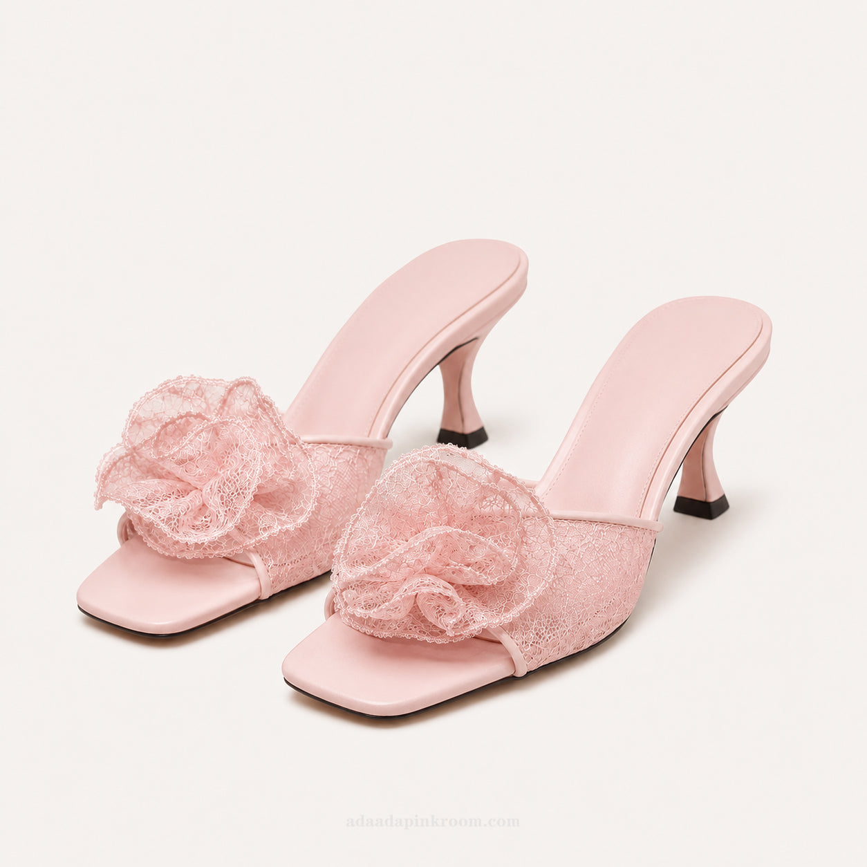 Lace Pointed Mule Heels