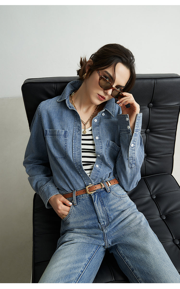 Lazy New Style "Nude" Soft Silo Slub Denim Shirt