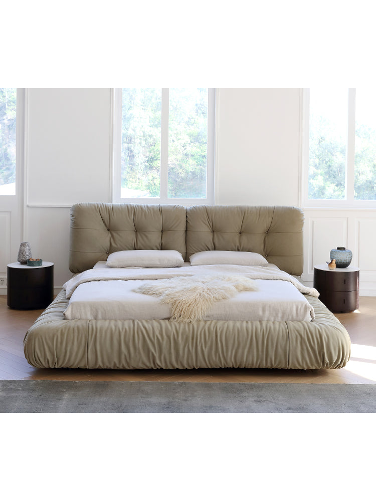 Yunduo fabric bed modern simple floor-standing large bed master bedroom Italian-style double bed