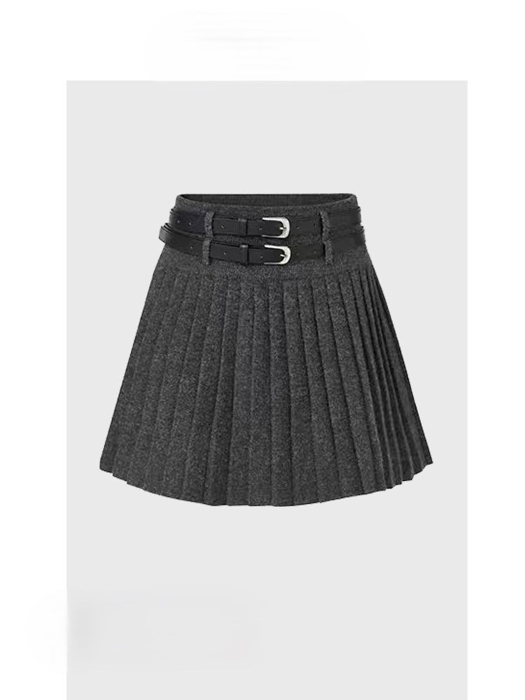 Grey knitted skirt two piece suit