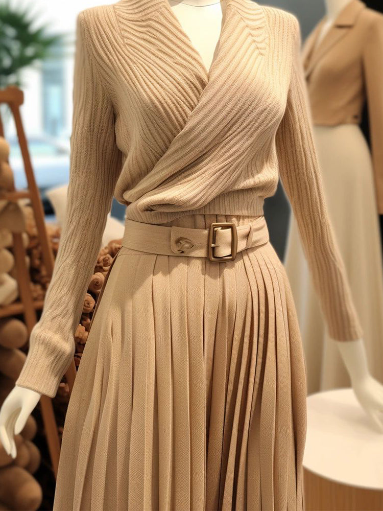 C.Knitted top and skirt set