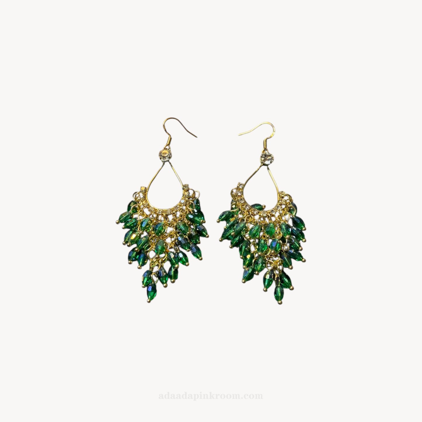 Green Crystal Drop Earrings