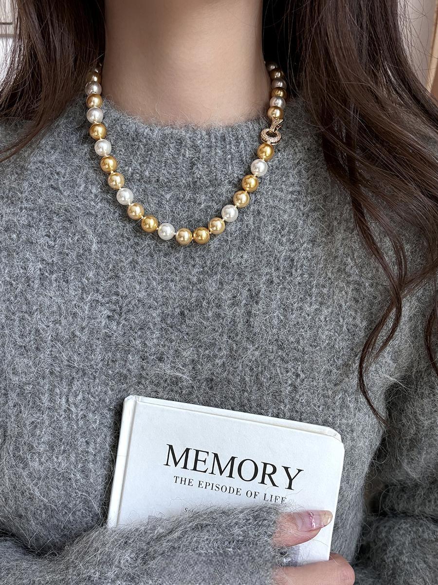 Women's light luxury south sea gold pearl necklace