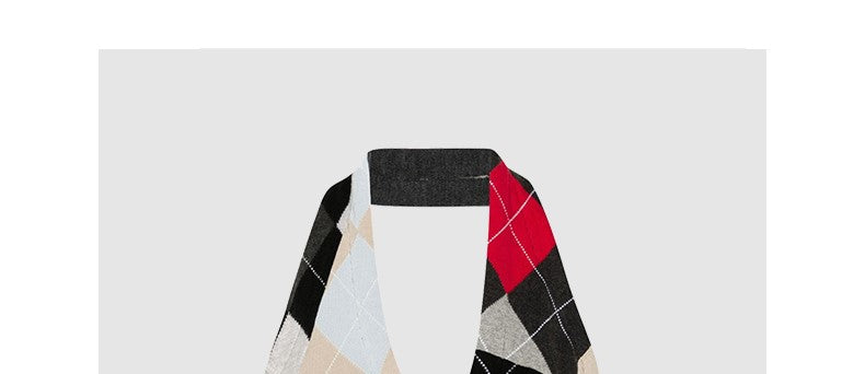 Spliced plaid halter neck strap