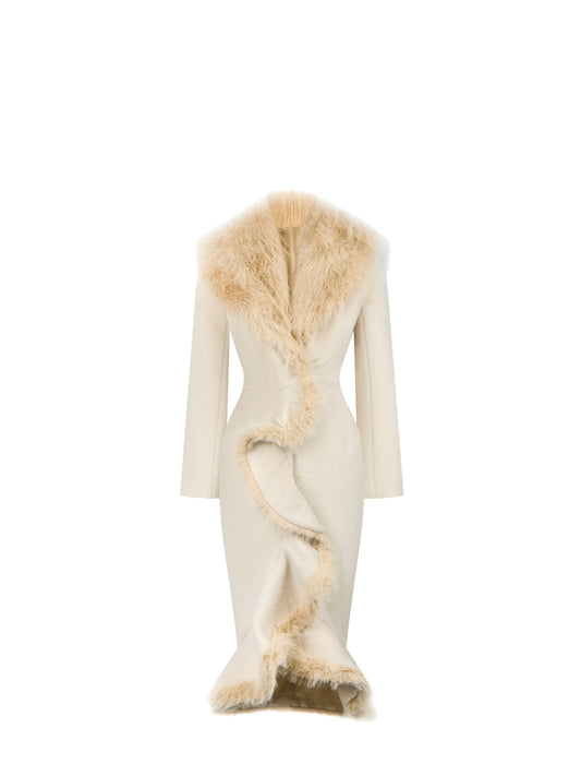 Fur collar coat