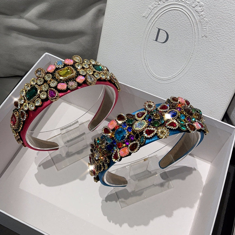Headband with diamonds and colorful rhinestones
