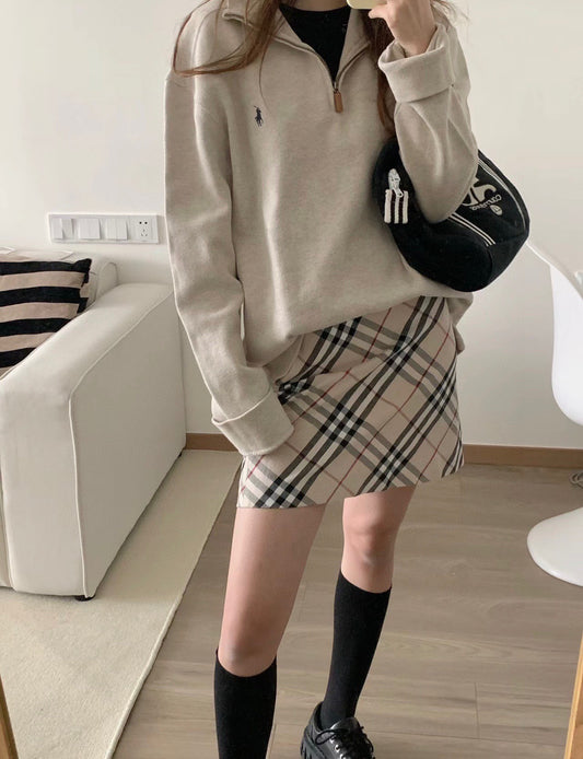 Embroidered half-zip sweatshirt