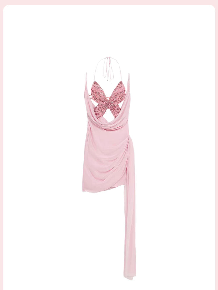Sequin Butterfly Slip Dress