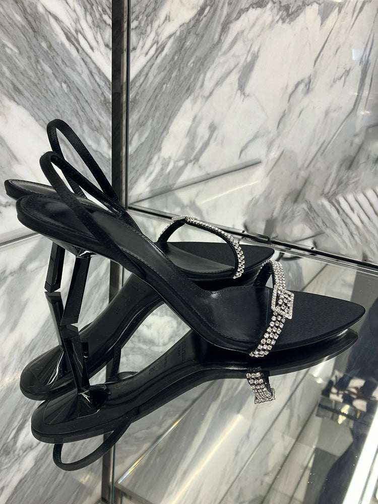 French sexy rhinestone elastic band stiletto high heels