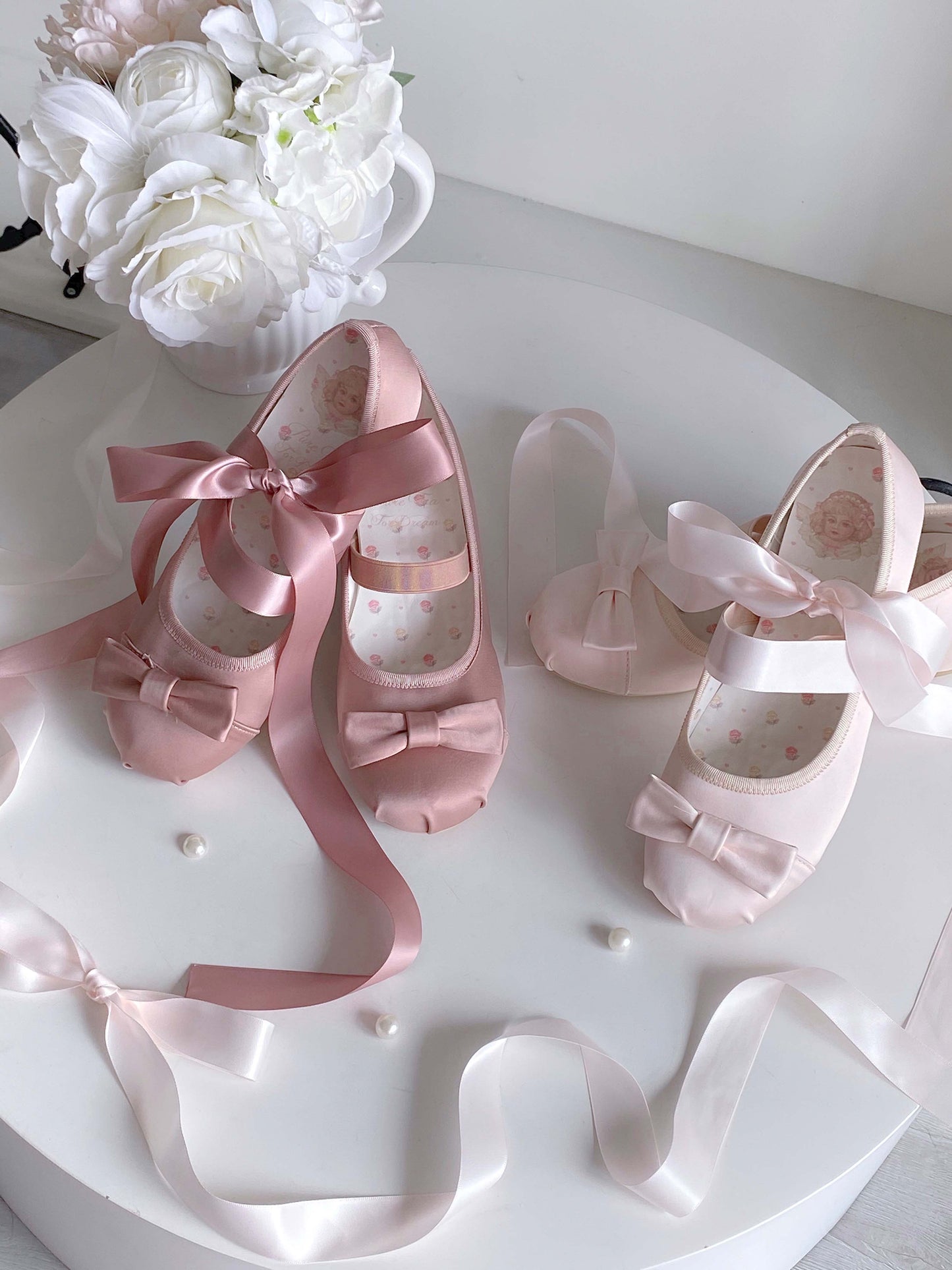Cream ballet laceless original bow