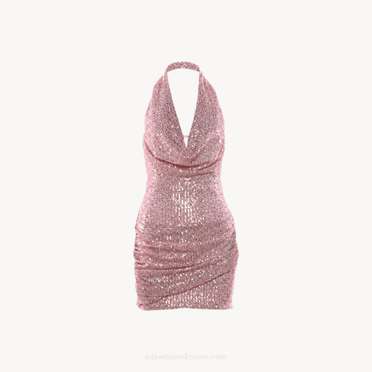 SEQUIN HALTER MINI DRESS