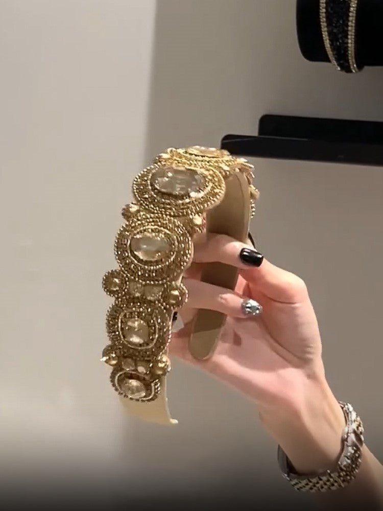 Brown super shiny diamond headband light luxury