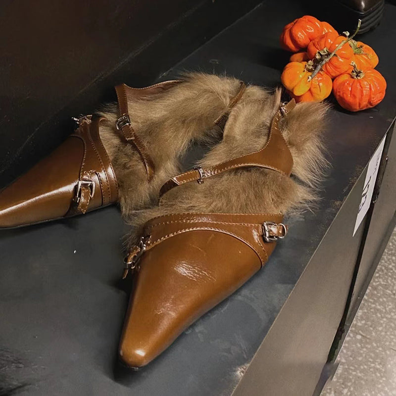 Women's personalized furry shoes mules