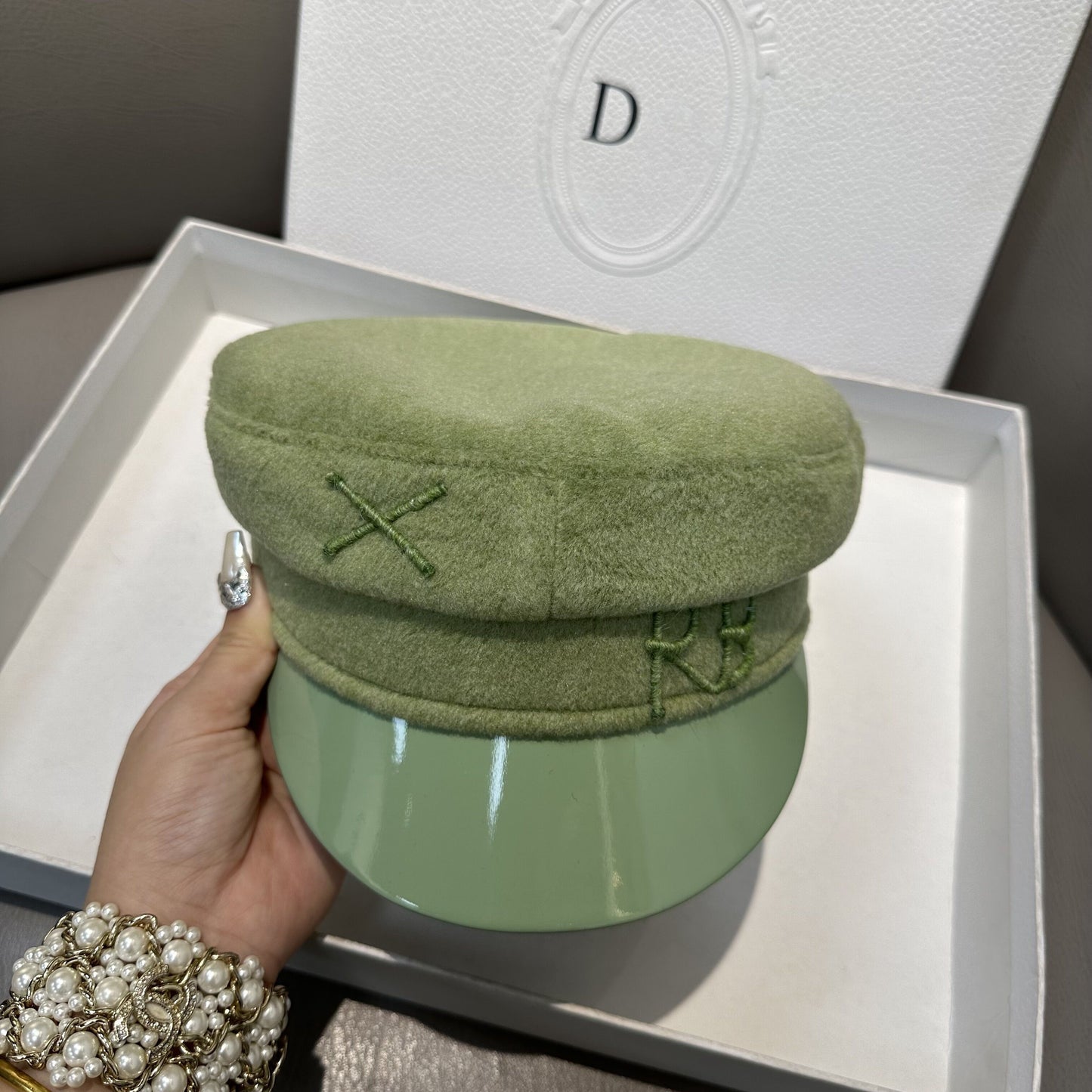 Navy style flat top beret