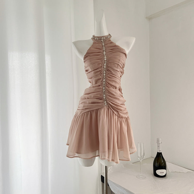 Chiffon design pleated waist slimming skirt