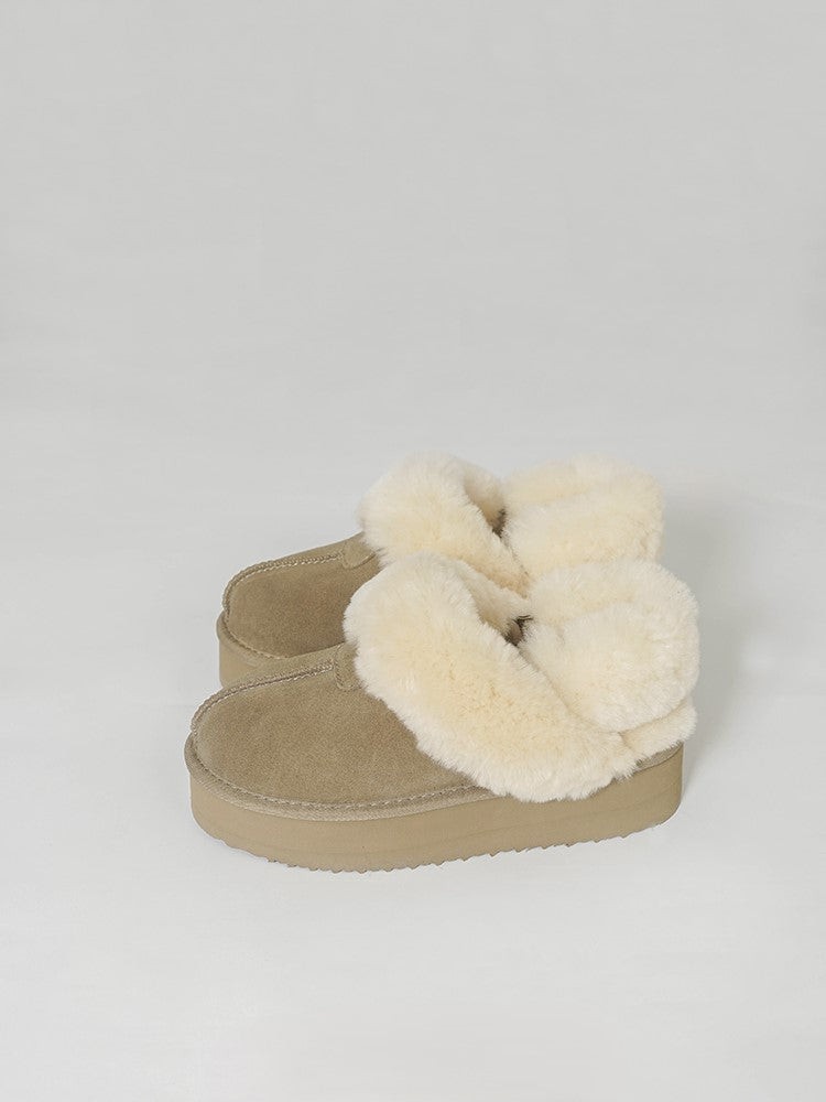 Handmade fur and velvet cotton shoes