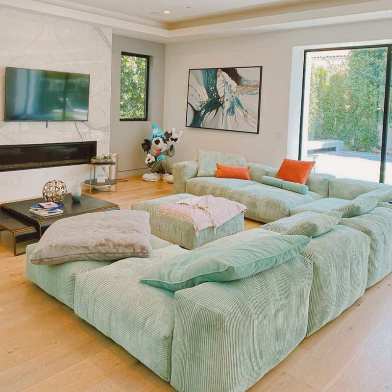 Corduroy fabric sofa living room small apartment Nordic modern minimalist creative module combination lazy down sofa