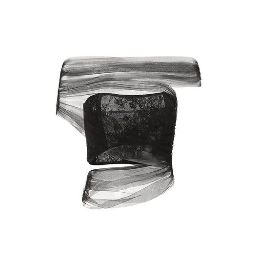 Black mesh tube top with ladylike temperament