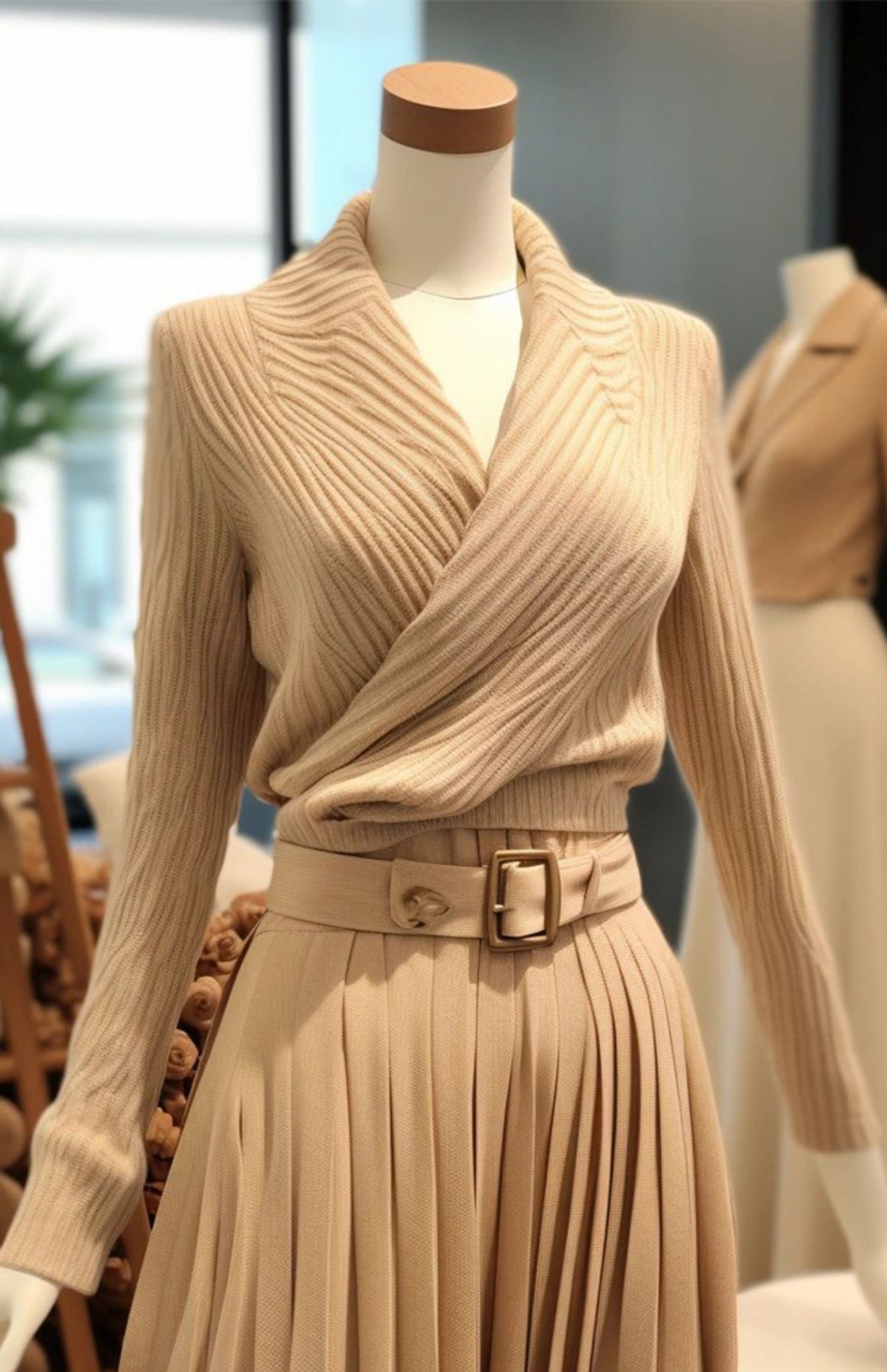 C.Knitted top and skirt set