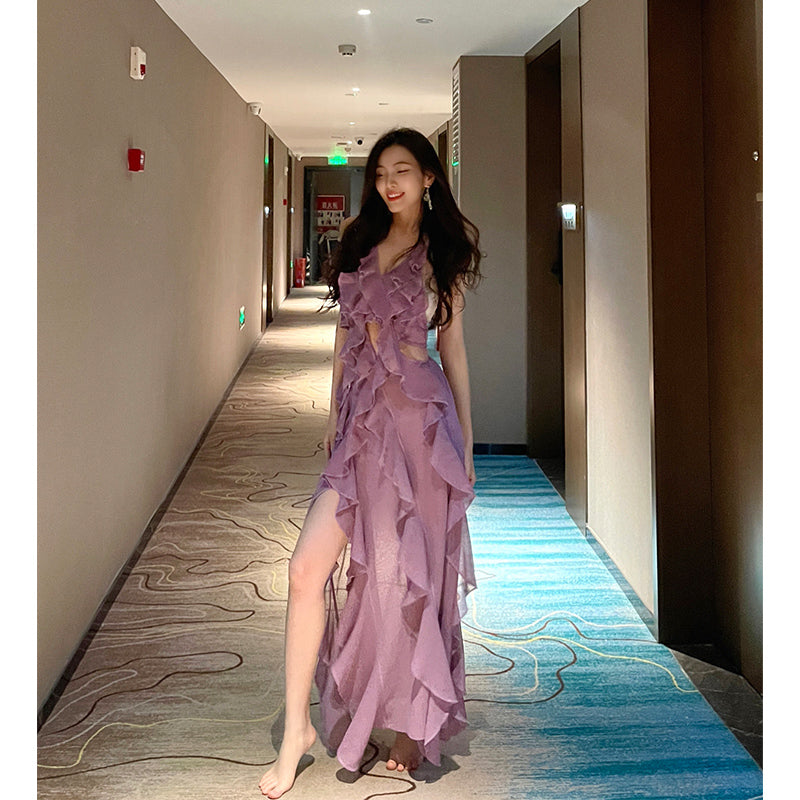 Purple ruffle dress