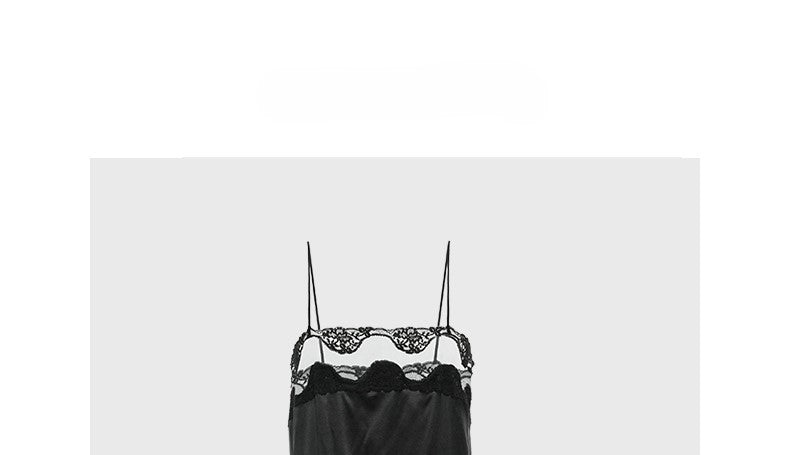 Black lace suspender dress