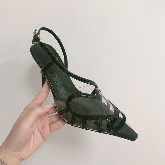 Love transparent pointed toe high heel sandals