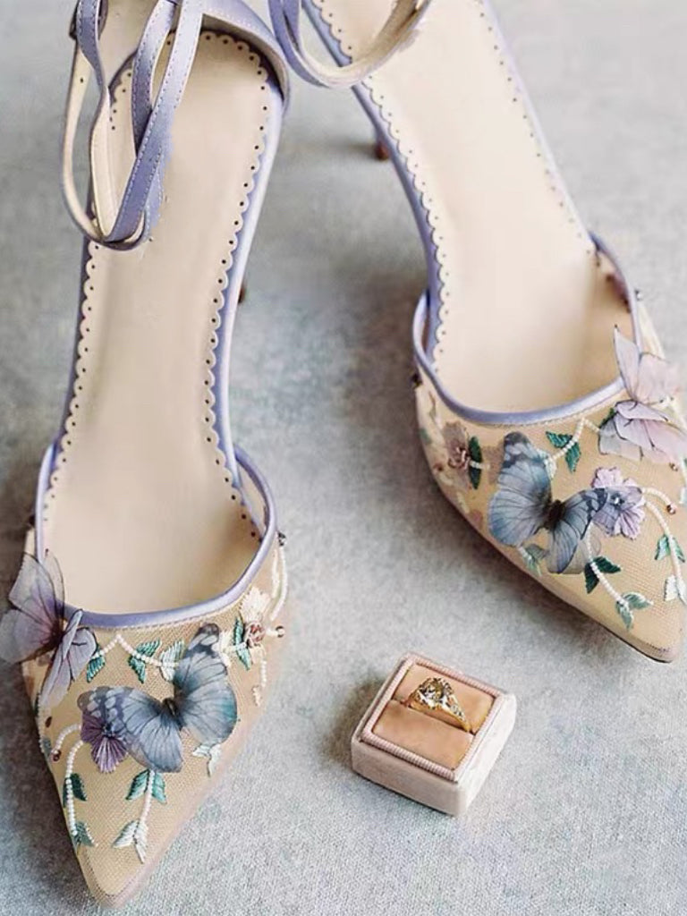French style pointed toe hollow high-heeled sandals