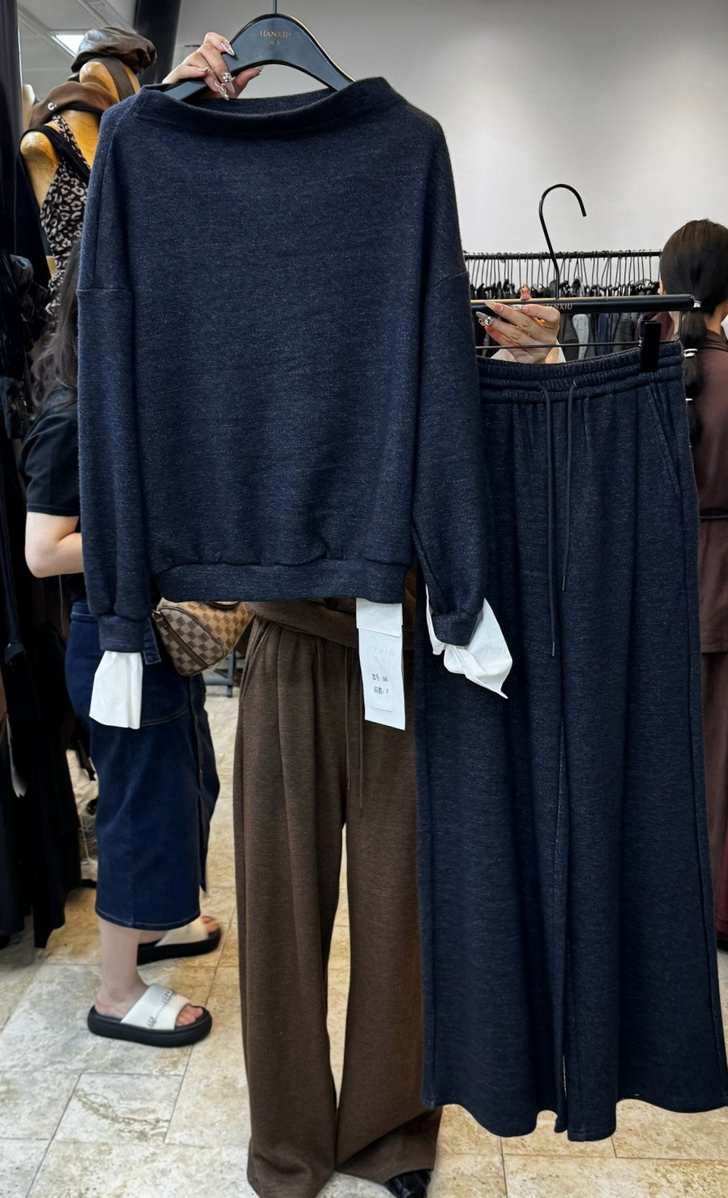 Sweatshirt + wide-leg pants two-piece set