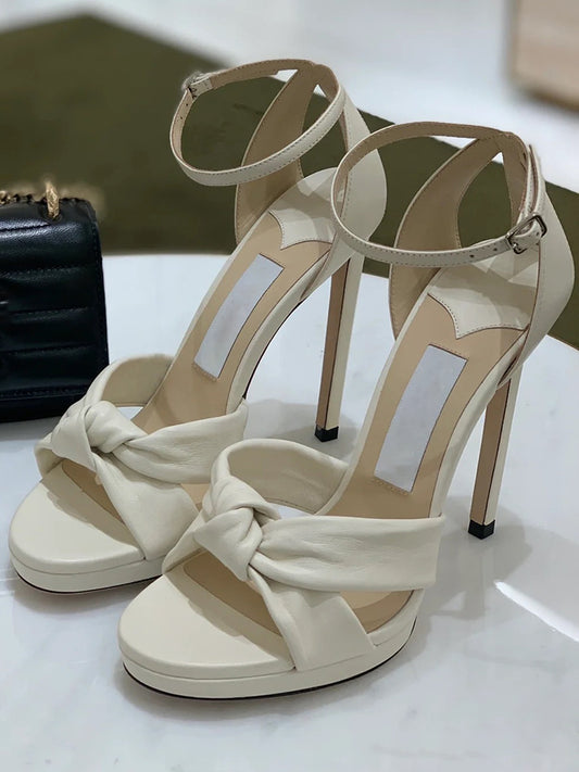 Sheepskin French super high heel with stiletto bow
