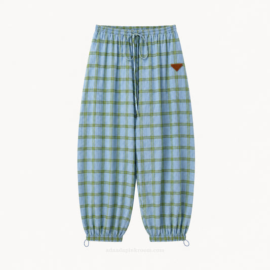 Checked Drawstring Trousers
