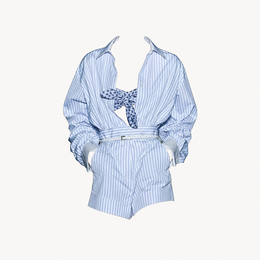 STRIPED SHIRT AND SHORTS SET